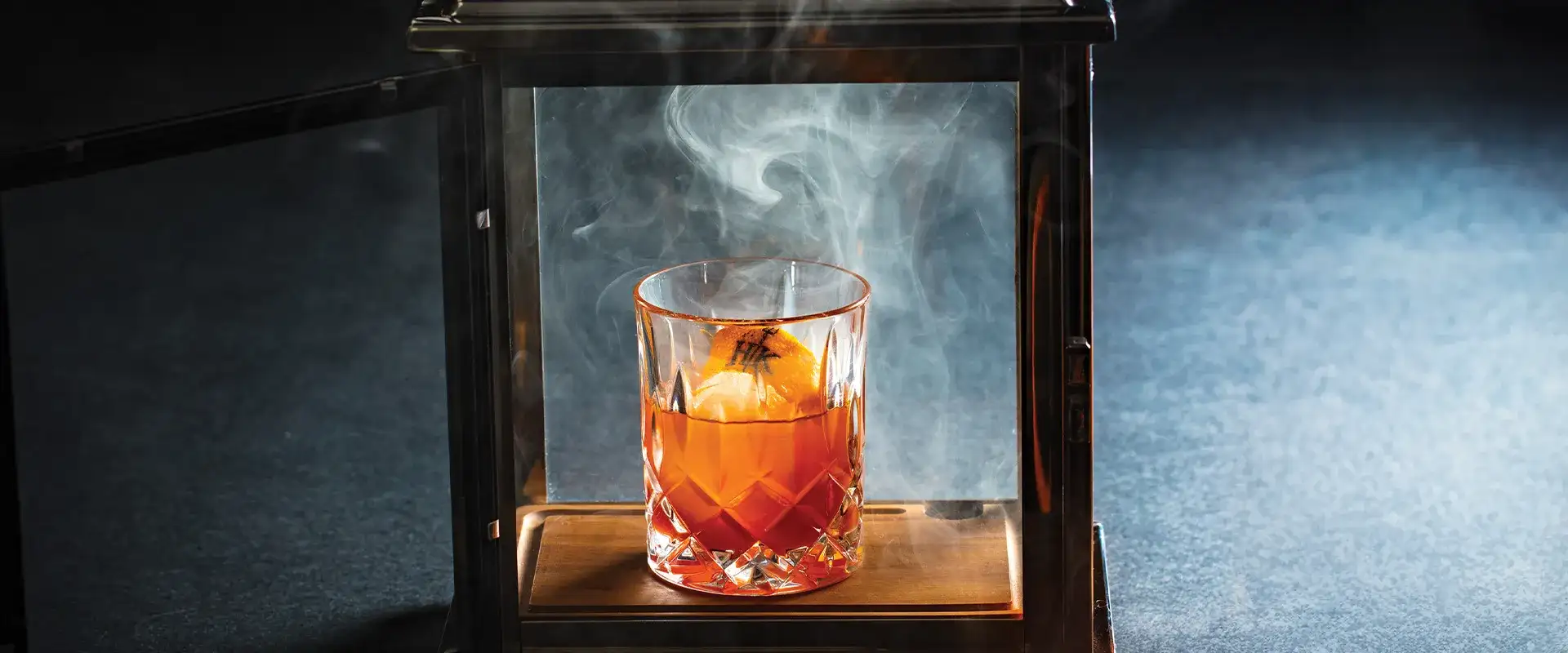 Smoke on the Blvd drink in a box at Gordon Ramsay Hell's Kitchen